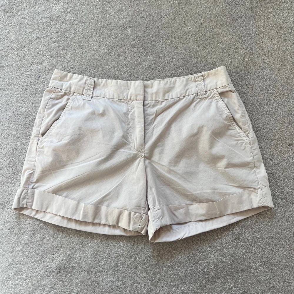 J. Crew Classic Khaki Cuffed Shorts Lightweight Cotton Size 2